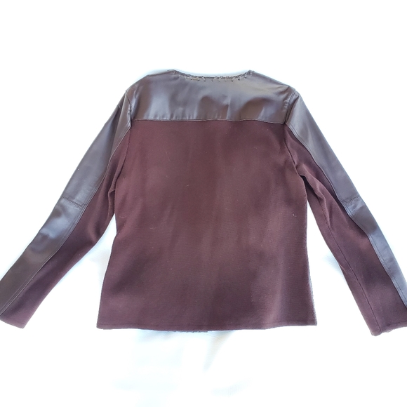 Brown Leather and knit jacket - Nygard Collection - Picture 6 of 8